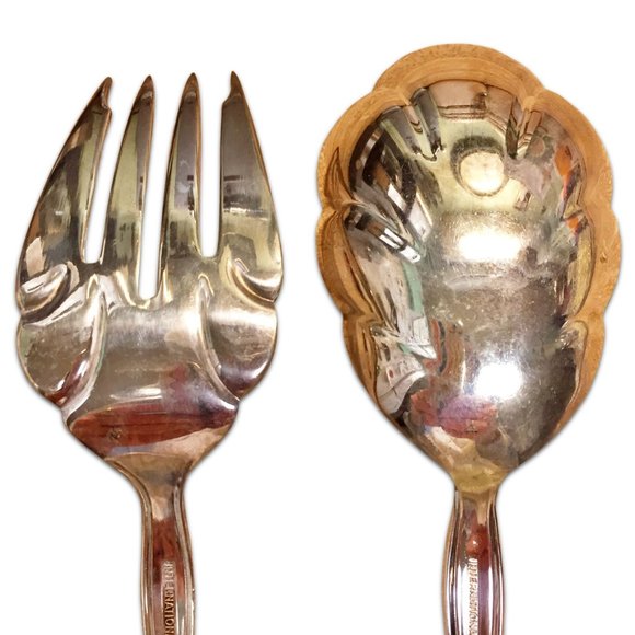 International Silverplate Interlude Large Serving Fork and Spoon - Picture 5 of 5